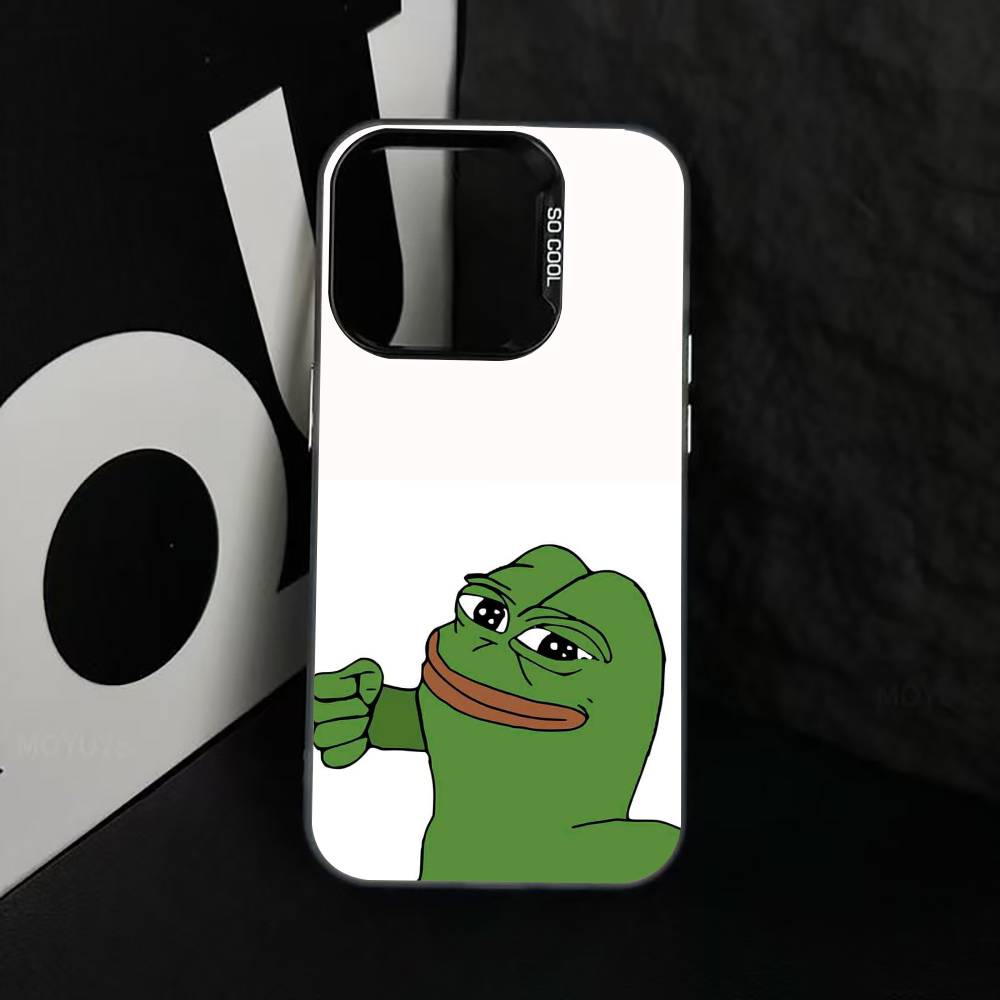 Sad Funny Frog Meme Phone Case For iPhone 17,16,15,14,13,12,11 Plus,Pro Max,XS,Colorful Silver Black Cover