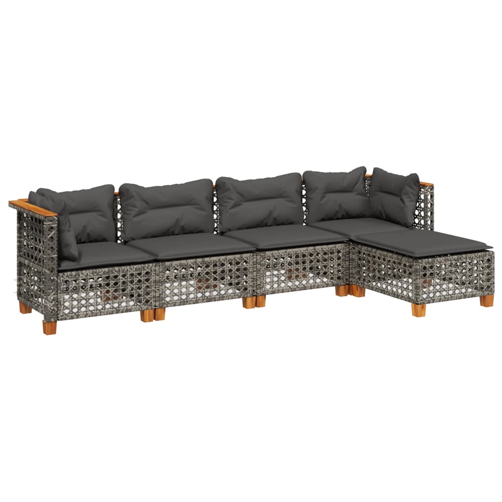 Vidaxl 5-Cz. Set da Giardino, Cuscini, Rattan PE Grigio