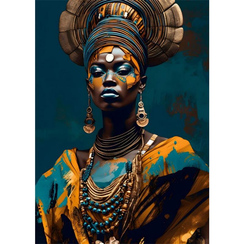 African Queen Abstract Art Canvas Painting Posters and Prints African Woman Portrait Pictures Wall Art Mural for Home Decoration