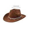 Antique Western Cowboy Hats Breathable Adjustable Fedoras with Rhinestones Heart Decors For Costume Parties Dressingup
