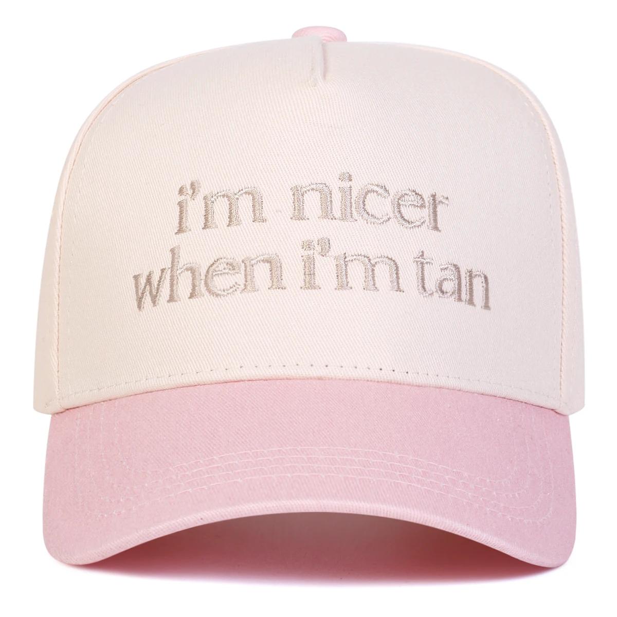 Unisex I M Nicer When I M Tan Embroidery Baseball Caps Spring Autumn Outdoor Adjustable Casual Hats Sunscreen Hat Sports Cap