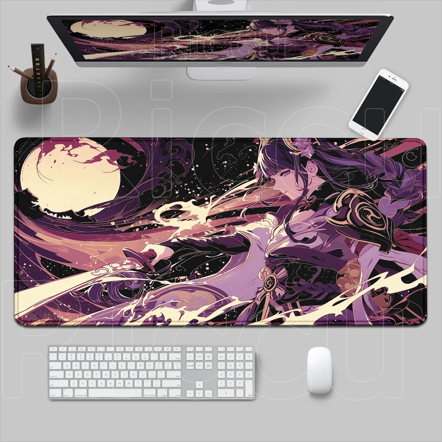 

New Pretty Raiden Shogun Mouse Pads Gaming Accessories MousePad PC Genshin Impact Desk Mat Laptop Kawaii Abime Girl Keyboard Mat 300x600x2mm