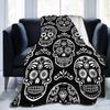 Mexican Sugar Skull Fleece Blankets Halloween Day of the Dead Novelty Throw Blanket for  Sofa Bedding Lounge 125*100cm Rug Piece