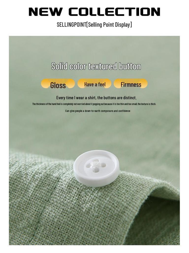 1267 Solid Color Short Sleeve Cotton Linen Shirt