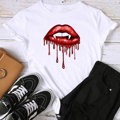 (Taille asiatique) T-shirt Graphique Mignon Tendance Amour Style Lèvres Imprimé Mode T-shirt Femme Décontracté Vêtements Décontractés Haut Femme T-shirt Manches Courtes