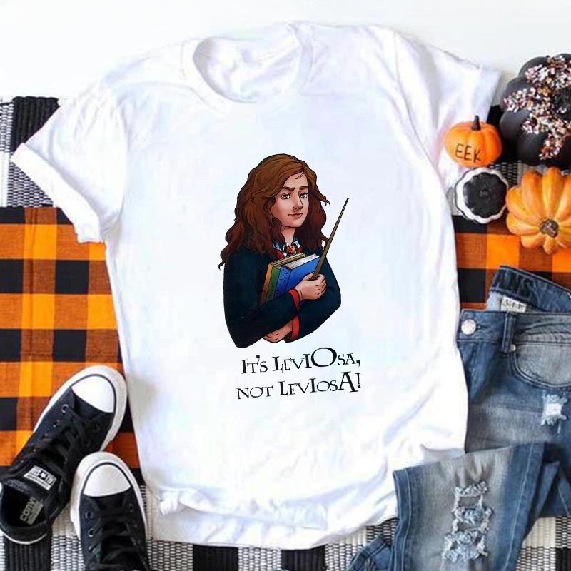 T-shirt Estiva Deathly Hallows Top Stampato T-shirt da Donna Casual Tre Fratelli Talle Bianco T-shirt alla Moda Top da Donna Abbigliamento