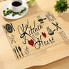 [Kitchen Decor Table Mat] 4pcs, Kitchen Decor And Accessories, Linen Table Fabric, Love Wood Kitchen Pattern Printed Table Mat, Perfect