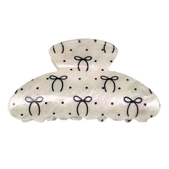 Hair Claw for Women Bow Print Hair Clip Pearlescent Texture Shark Hair Claw