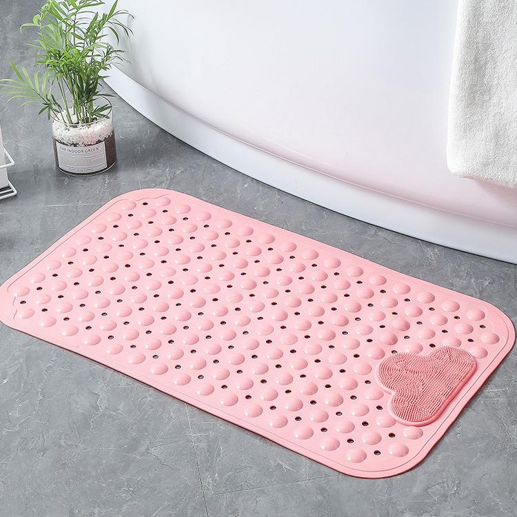 1pc PVC Non-slip Shower Mat with Suction Cups & Drain Holes, Massage Shower Rug Bathroom Mat Bathtub Mat Bath Rugs
