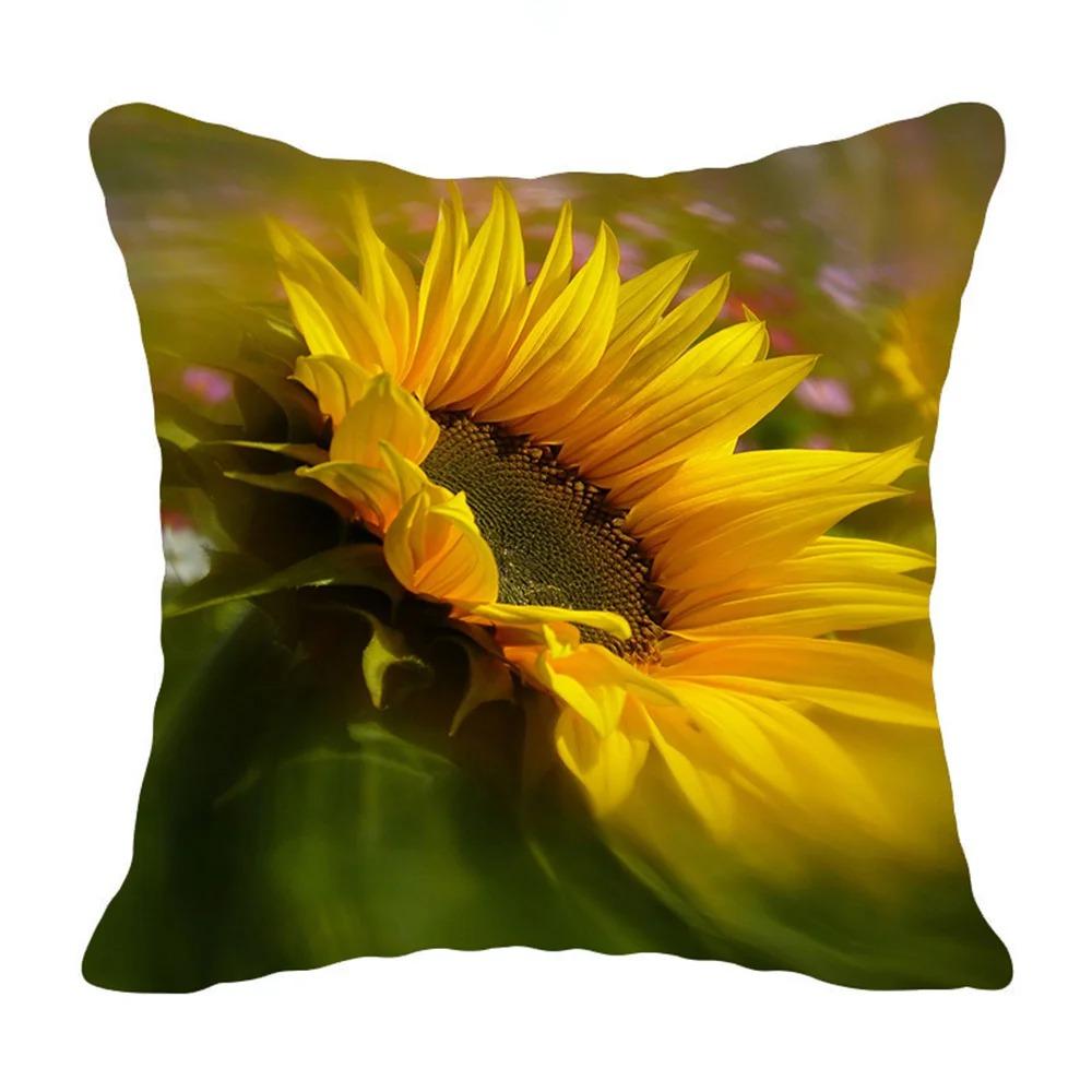 Sunflower Print Pillowcase Office Living Room Home Pillowcase Car Ornaments