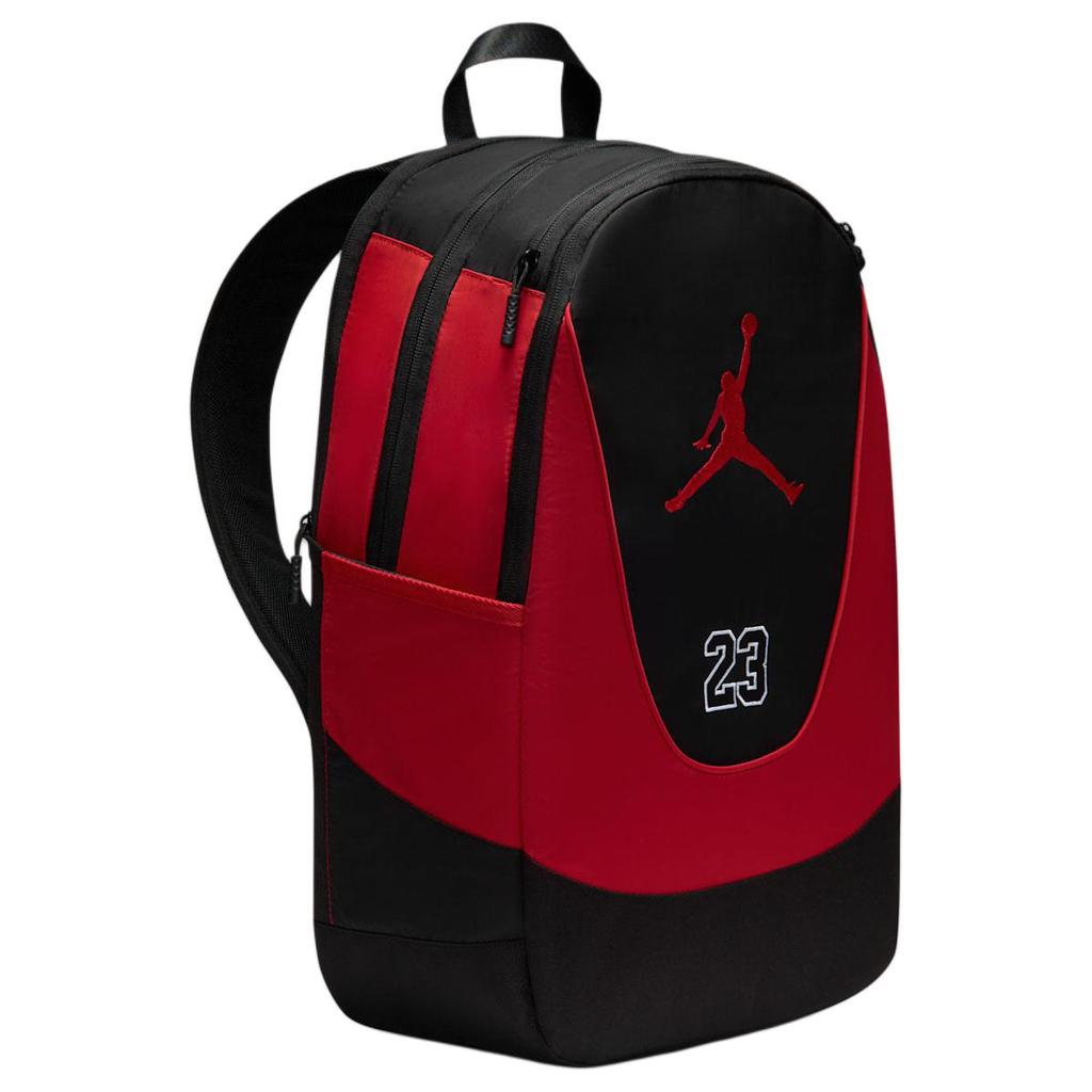 Jordan 27L Color Block Design Logo Embroidery Nylon Backpack Unisex Backpack Black Red IU5403-010