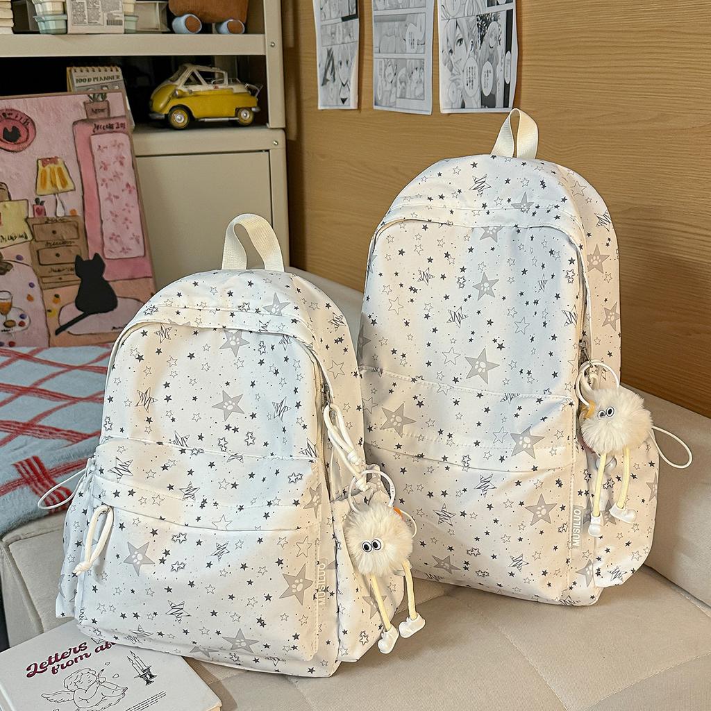 Schoolbag New High-value Star Schoolbag, Lightweight Casual Backpack for Junior and High School Students, Large Capacity, Small Fresh Backpack.