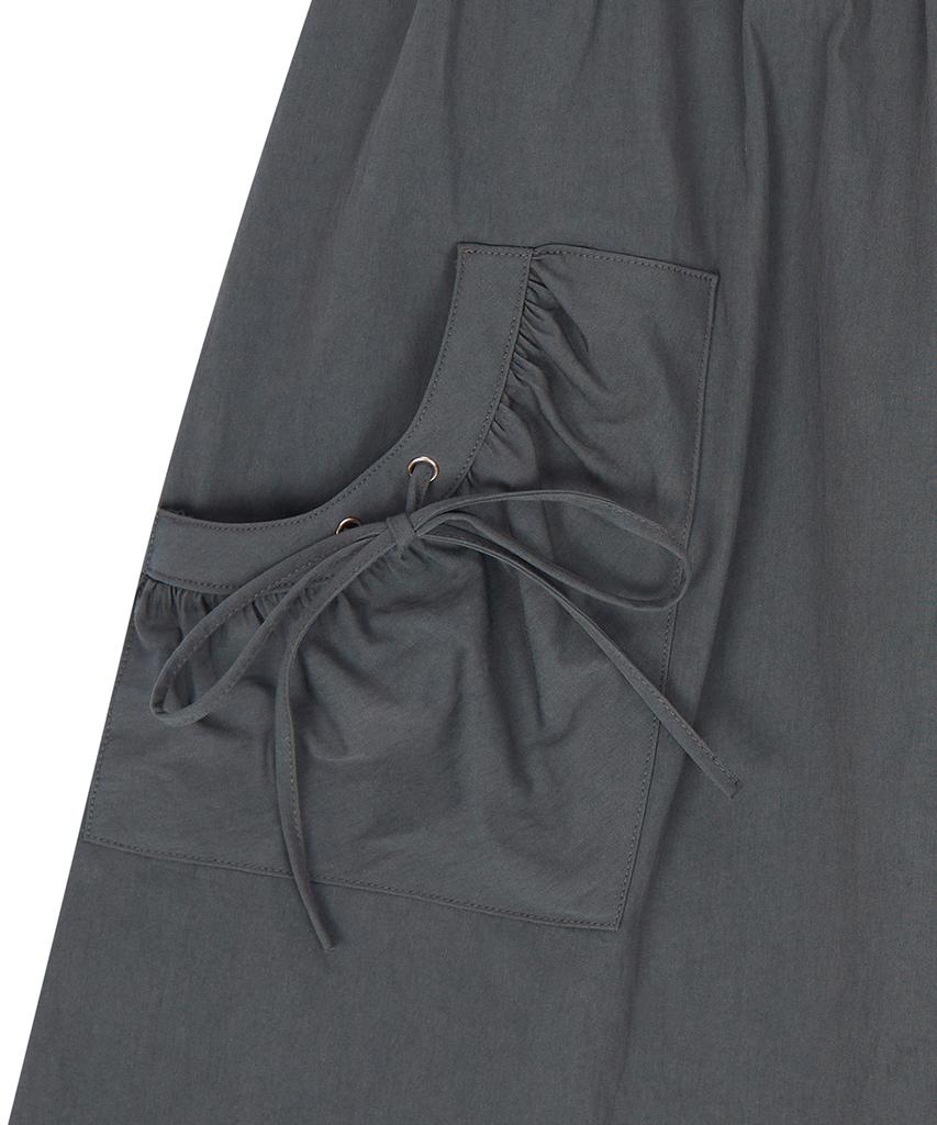 Love Is True El Pocket Shirring Midi Skirt(Charcoal)