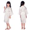 Children's Silk Nightgown Bathrobe Medium and Large Children's Long Plain Glossy Summer Thin Cardigan Robe