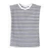 Fashion Style 2024 Summer New Women's Clothing Casual Easiest for Match Padded Shoulder Decoration Stripes T-shirt 0858030104