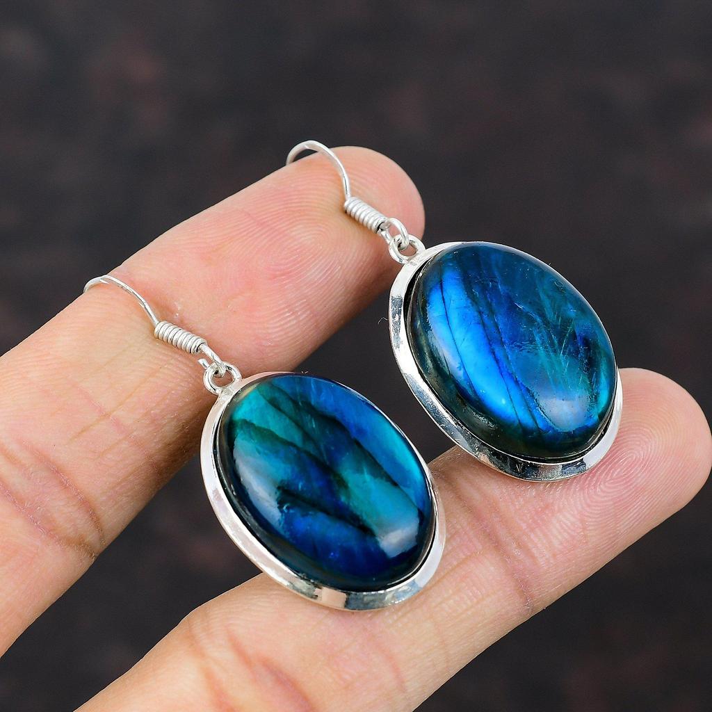 Neon Flash Labradorite Earring High Quality Gemstone Earring Handmade Jewelry 925 Sterling Silver Earrings Antique Jewelry Mother's Day Gift