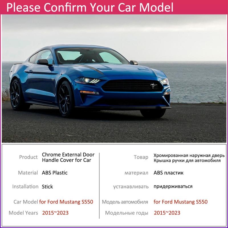 Car Chrome Door Handle Carbon Fiber Black for Ford Mustang S550 V6 GT 2015~ Cover Exterior Trim Catch Stickers Accessories
