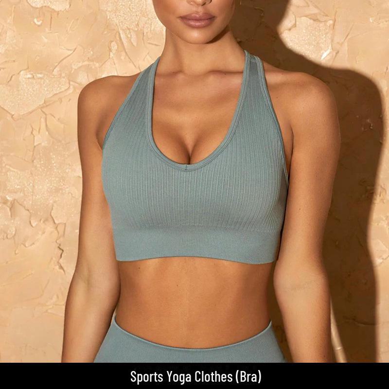 Seamless European and American Yoga Outfit: Sports Underwear, Long Sleeve Vest, and High Waist Pants for Women