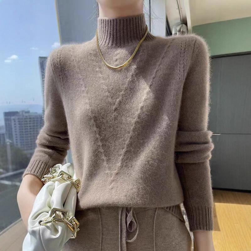 Sweater Women Loose Half Turtleneck Pullover for Women In Autumn and Winter with Thick Solid-color Knitted Top Worn Inside