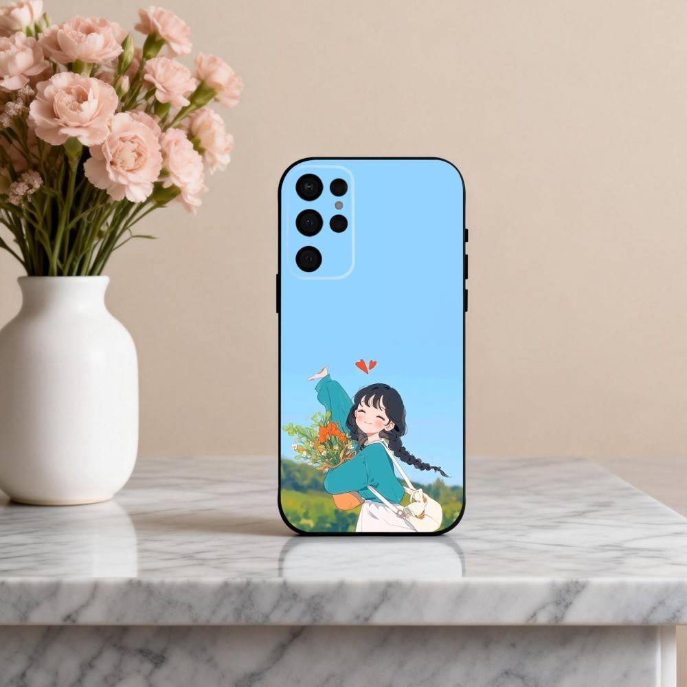 D-Dreamy G-Glow Vibe cartoon girl Phone Case For Samsung S25,24,23,22,30,21,10,9,Ultra,Plus,Lite,FE,4,5 G Soft Black Case