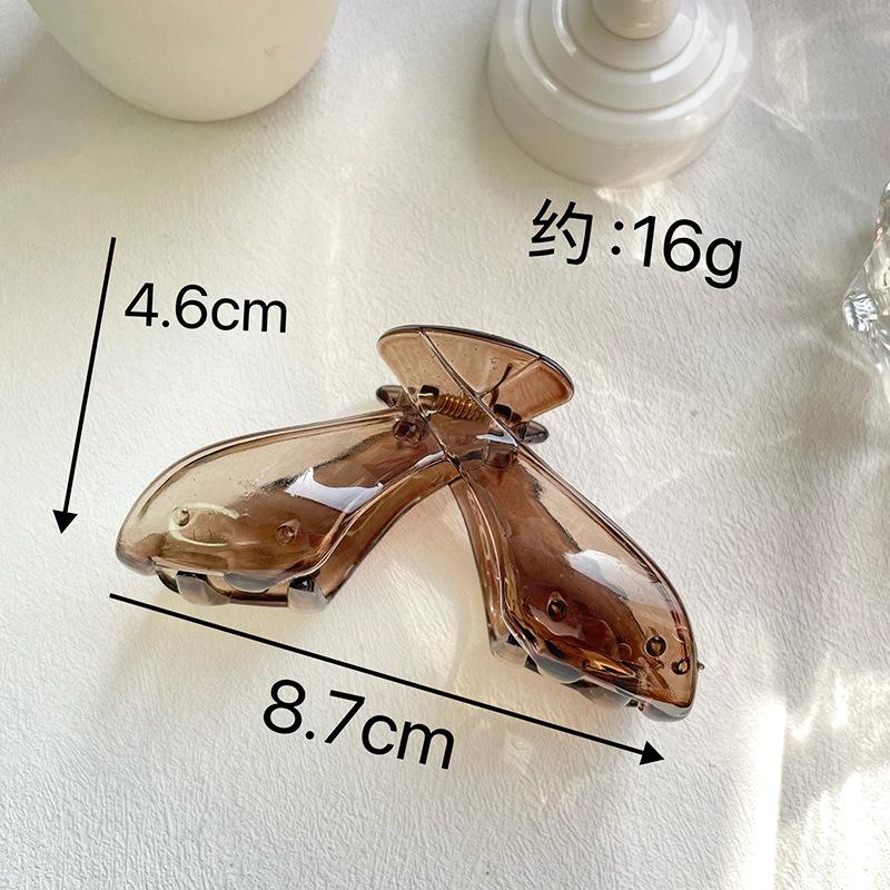 Korean Version New Three-Dimensional Glossy Elegant Hair Claw Clip High-End Feel Back of Head Shark Clip Hair Accessory