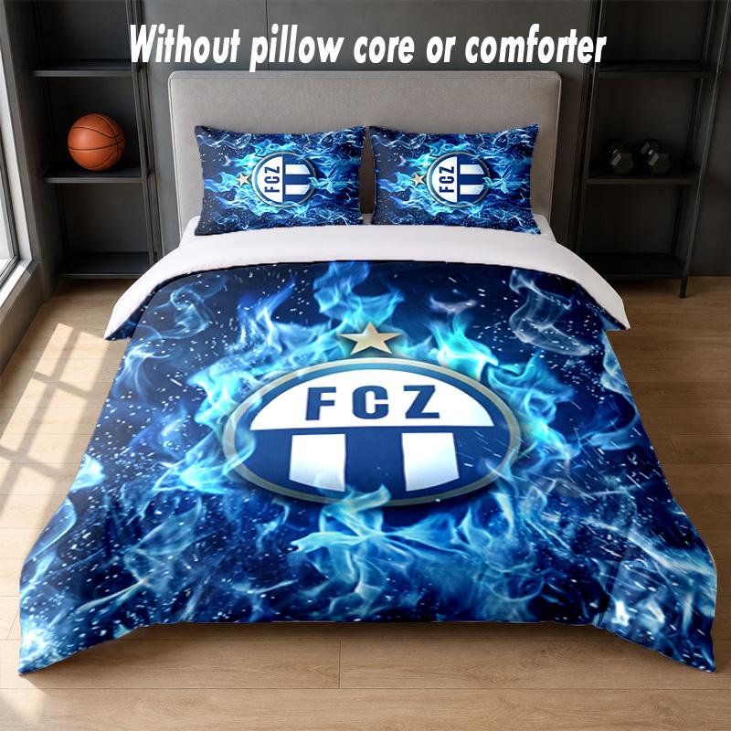 FC Zürich Design Bed Bedding Set 1 Duvet Cover + 2 Pillowcases Soft Breathable Household Bed Linens
