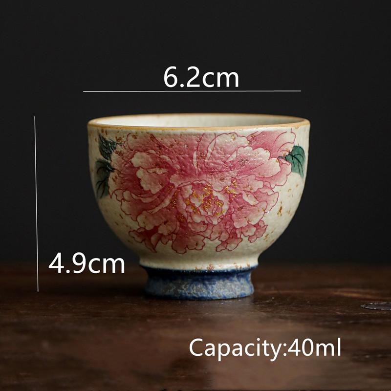 

1 Pc Chinese Vintage Handmade Flowers Tea Cup Personal Household Tea Bowl Beauty Meditation Cup Travel Teaware Accessories Teacup