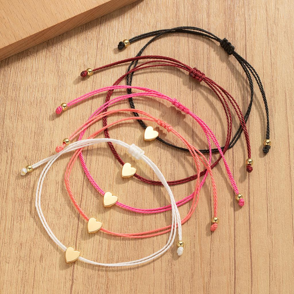5-piece Bohemian Rainbow Rope Woven Love Stacked Women's Handrope Set