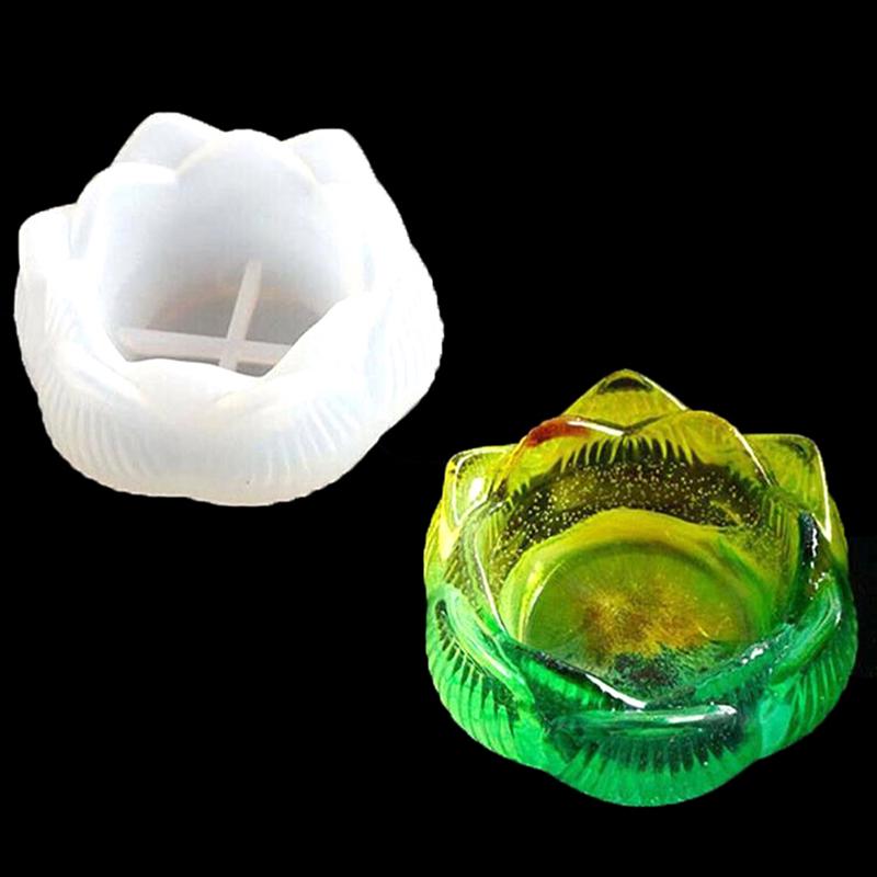 1Pc Lotus Shape DIY Silicone Mold Epoxy Resin Ashtray Crafts Making Mould
