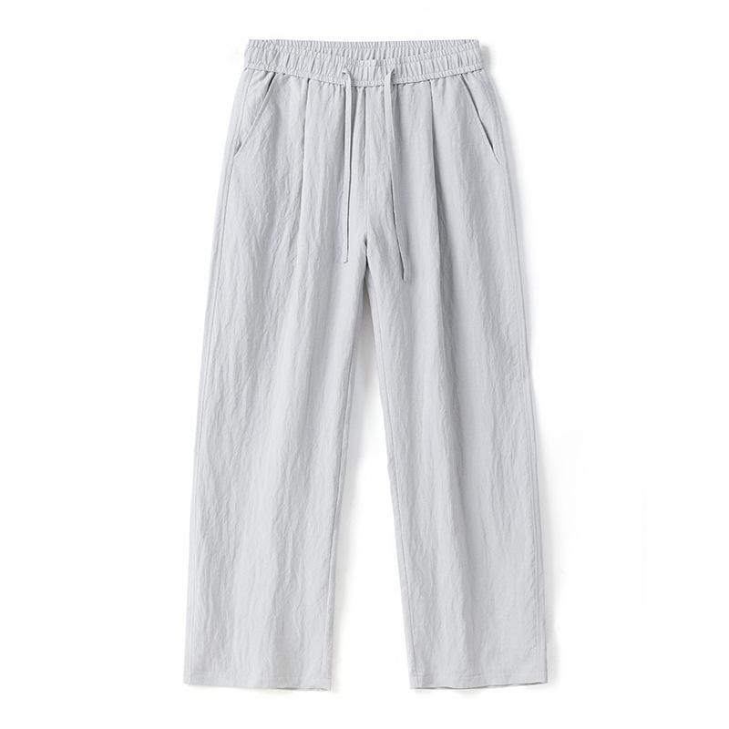 

Тонкие брюки прямого кроя из ледяного шелка и льна, мужские простые повседневные брюки для работы, широкие брюки 3XL
