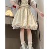 Summer Sweet Floral Suspender Dress & White Collared Shirt Set for Students