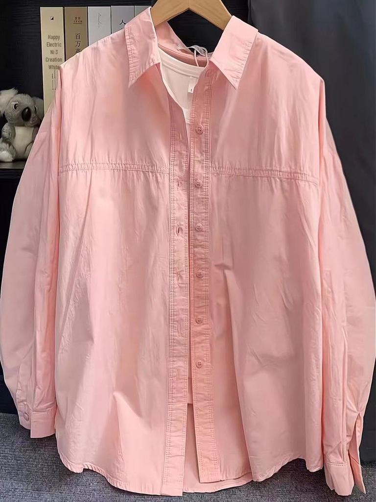 Women's Pure Cotton Loose Slimming Shirt Jacket for Spring, Summer, and Autumn Sun Protection
