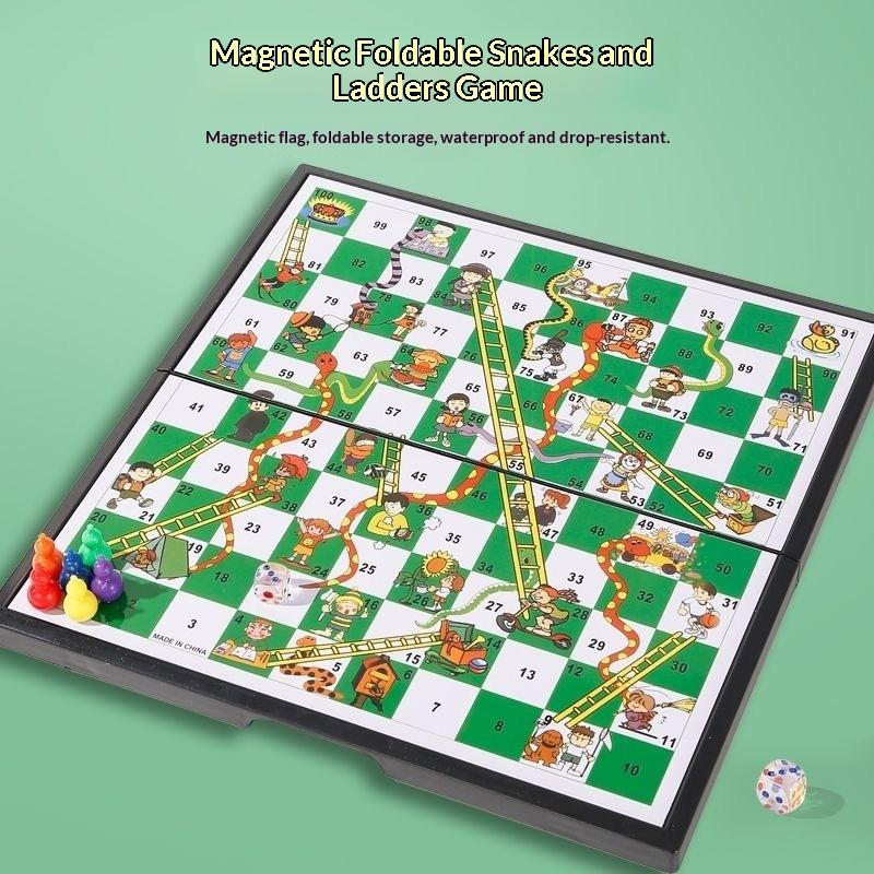 {MAX-66} Desktop Foldable Snake Ladder Board And Game Family Chessboard Portable