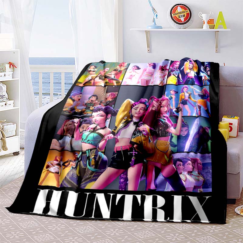 K-Pop-Demon-Hunters Blanket Hot Anime Flannel Blanket Fan Gift Suitable for Home Leisure Camping Travel Multifunctional Blanket1