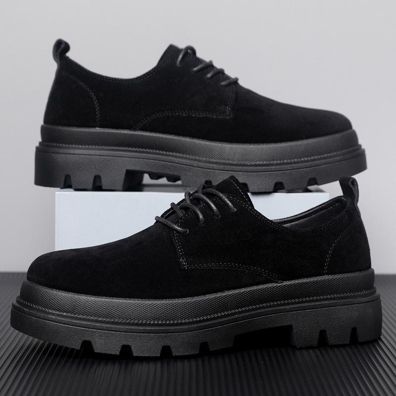 Autumn retro lace-up shoes heightened British style low-top platform shoes
