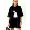 Oversized T Shirt Dress Black Ghost With Hearts And Be My Love Text Valentine Day Party Wear