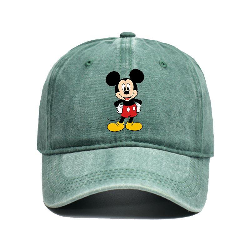 Retro Washed Mickey Mouse Print Baseball Cap Men Women Vintage Kpop Snapback Cap Adjustable Breathable Trucker Hat Sunscreen Hat