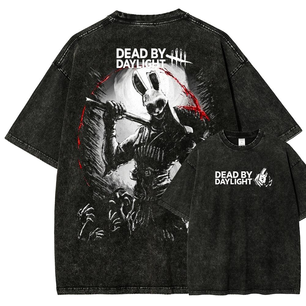 Dead by Daylight Ausgebleichtes T-Shirt 2026 Neues Modell Persönlichkeits Kleidung Hemd Ganzjahreskleidung Retro Locker Übergröße Übergröße Unisex S
