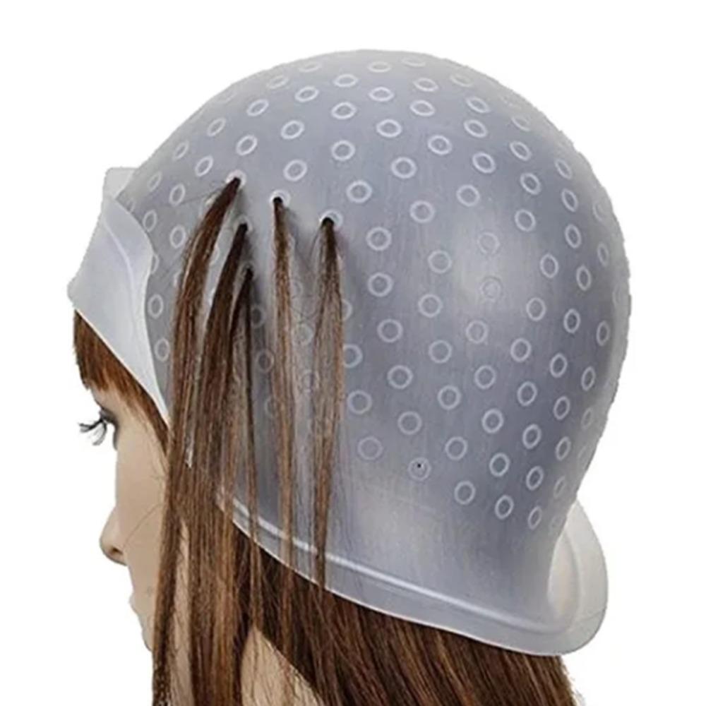 

Transparent Hair Highlighting Cap White Salon Hair Dyeing Cap Silicone Highlighting Cap Salon Use