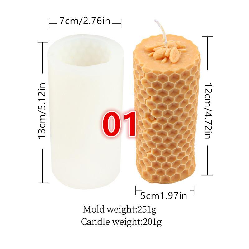 3D Honeycomb Cylinder Bee House Candle Silicone Mold DIY Handmade Making Scented Soap Resin Pastry Mould Family Desktop Ornament