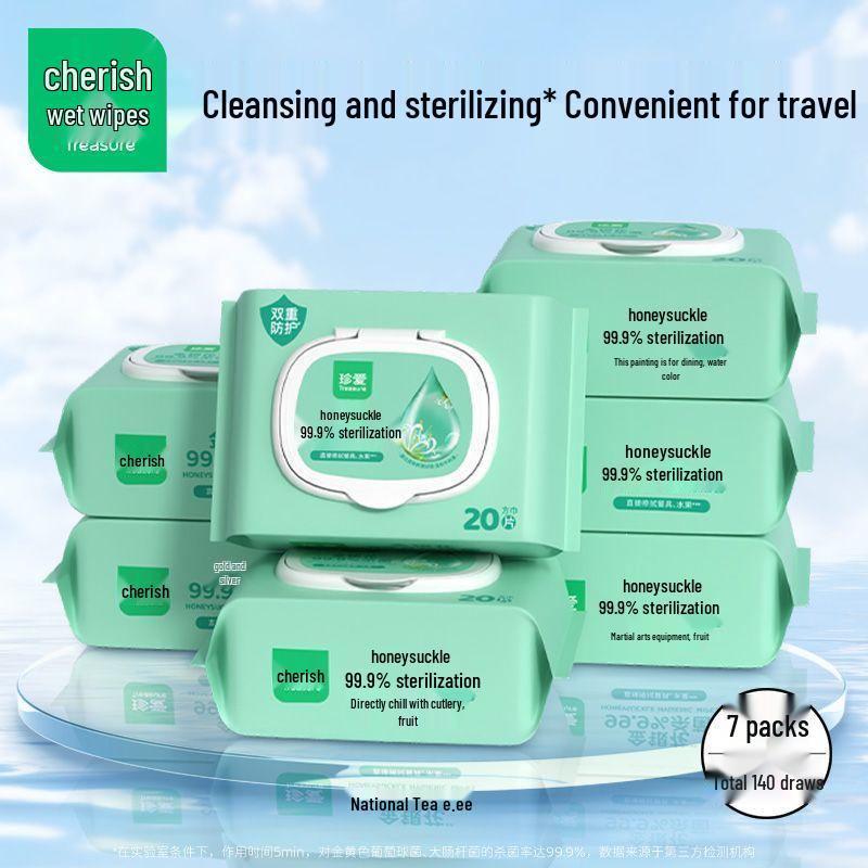 Honeysuckle Scent Wet Wipes - Portable, Mild Cleaning Pack with Lid for Student and Adult Use