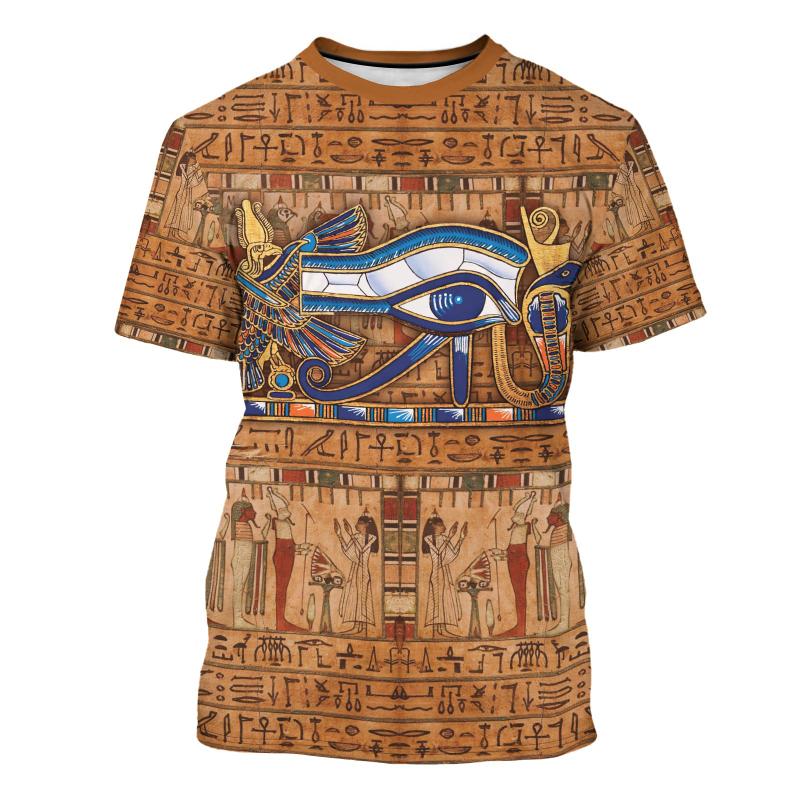 3D-Druck Altes Ägypten Grafik T-Shirt Herren Anubis Muster Vintage Rundhals Kurzarm Lässige Sport T-Shirts Neue Streetwear T-Shirts