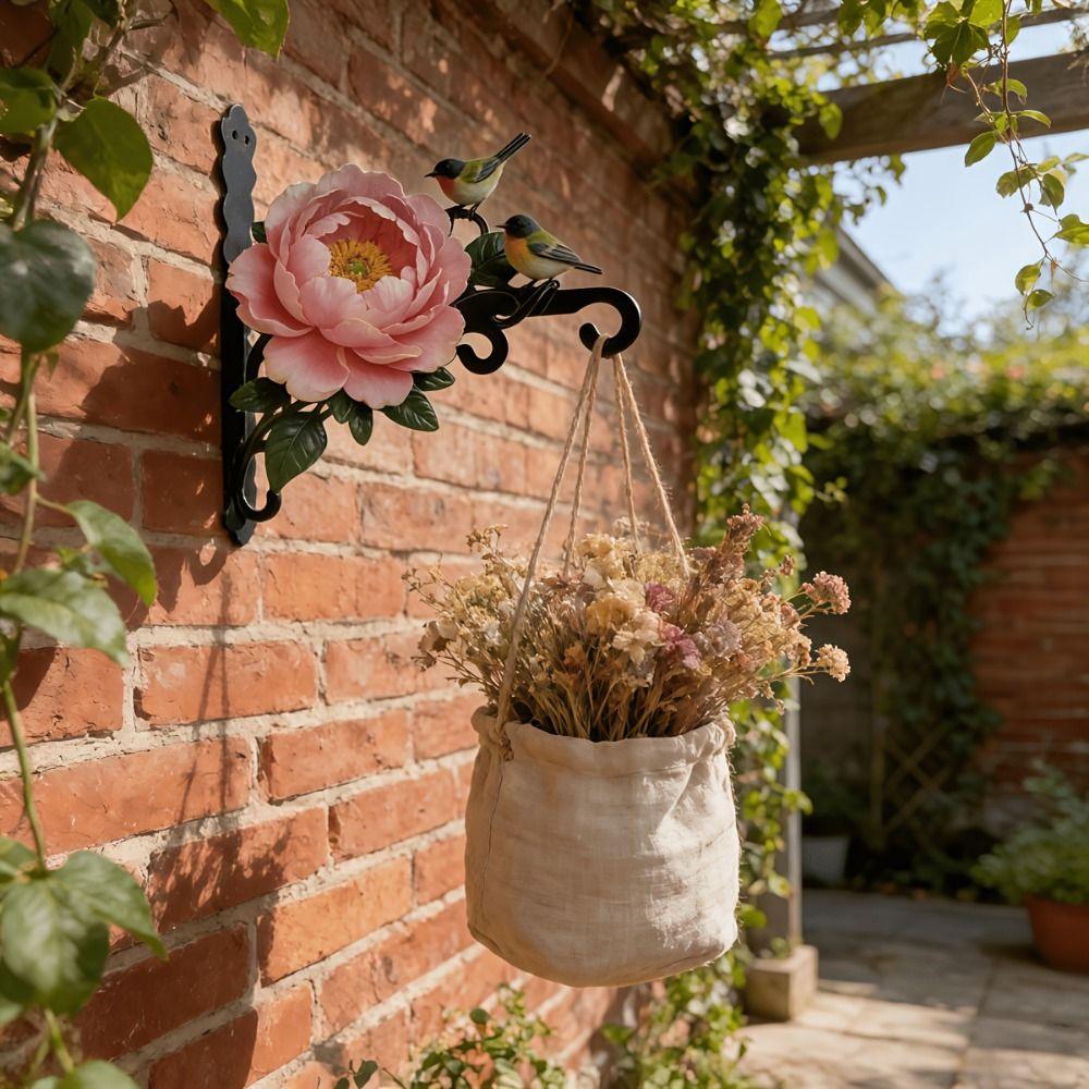 Iron Art Wall Mounted Hanger Colorful Bird Cage Rack Multi-functional Plant Hanging Bracket Indoor