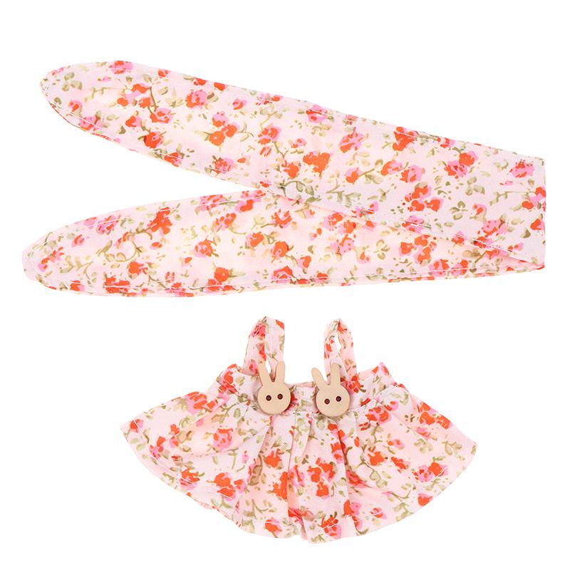 For 17cm Labubus Doll Clothes Accessories Sweet Floral Dress With Headband