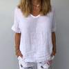 Camicetta pullover estiva tinta unita T-shirt da donna a maniche corte con scollo a V