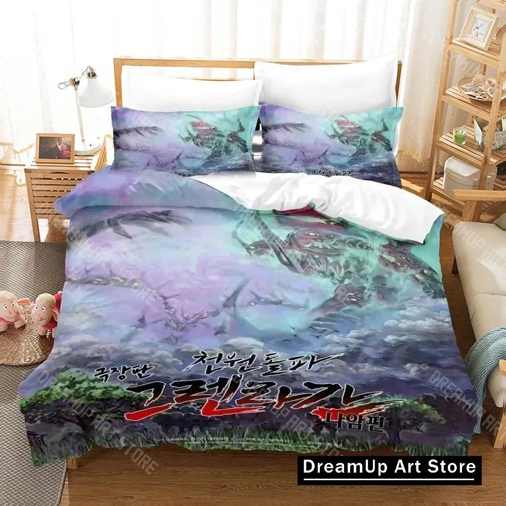 Anime Tengen Toppa Gurren Lagann Bedding Set Duvet Cover Bed Set Quilt Cover Pillowcase Comforter king Queen Size Boys Adult
