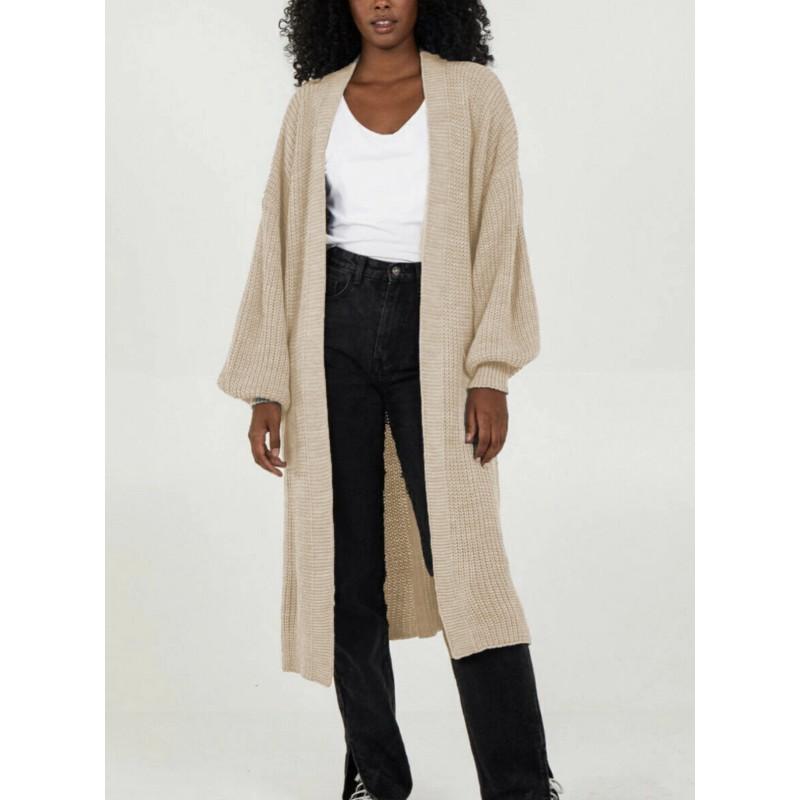 Übergroßer Strick-Cardigan-Pullover mit langen Ärmeln für Damen, Winter, lockere Passform, Übergröße, V-Ausschnitt, offene Vorderseite, langer Mantel