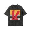 Distressed Washed Short Sleeve Tee Cartoon Rabbit Graphic Casual Crew Neck Shirt