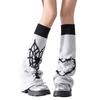 Reversible Knitted Long Tube Leg Warmers with Cute Cats Pattern for Women Punk Grunge Flared Boot Covers Footless Socks
