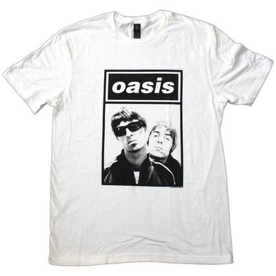 Maglietta Oasis Noel Liam Gallagher Logo Inscatolato Ufficiale Band Nuova Bianca